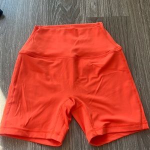 set active neon orange biker shorts sport body
